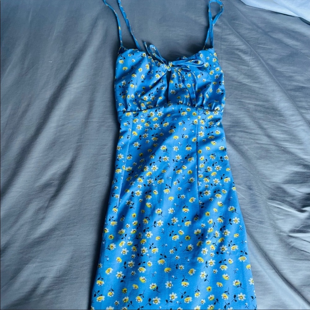 SHEIN lightly blue straps floral summer dress